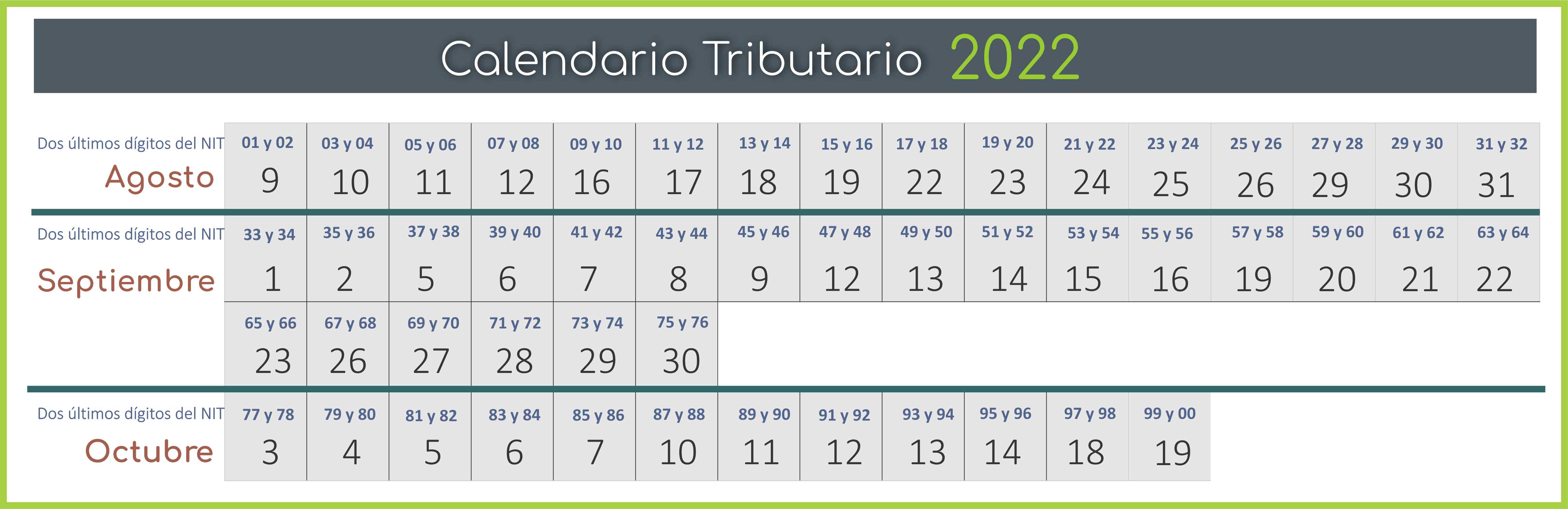 calendario tributa20222